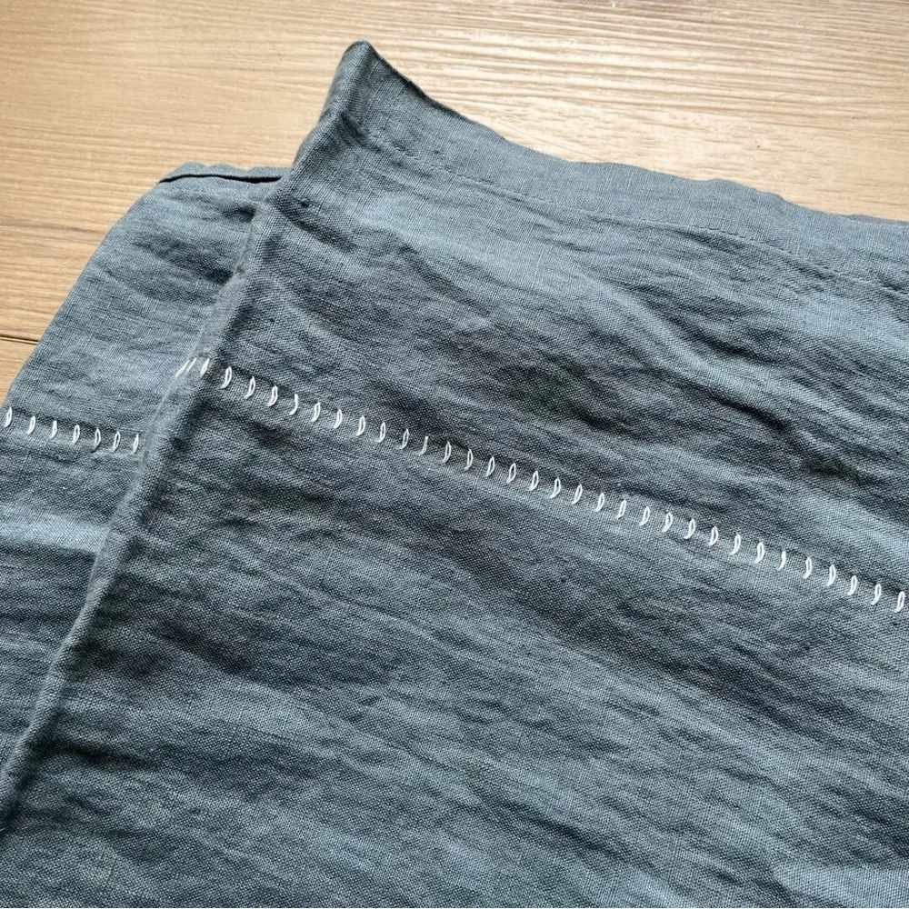 Anthropologie Stitched Linen Curtain Blue 50 x 96” Single panel